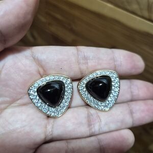 Swarovski Black and Silver Triangle Earrings